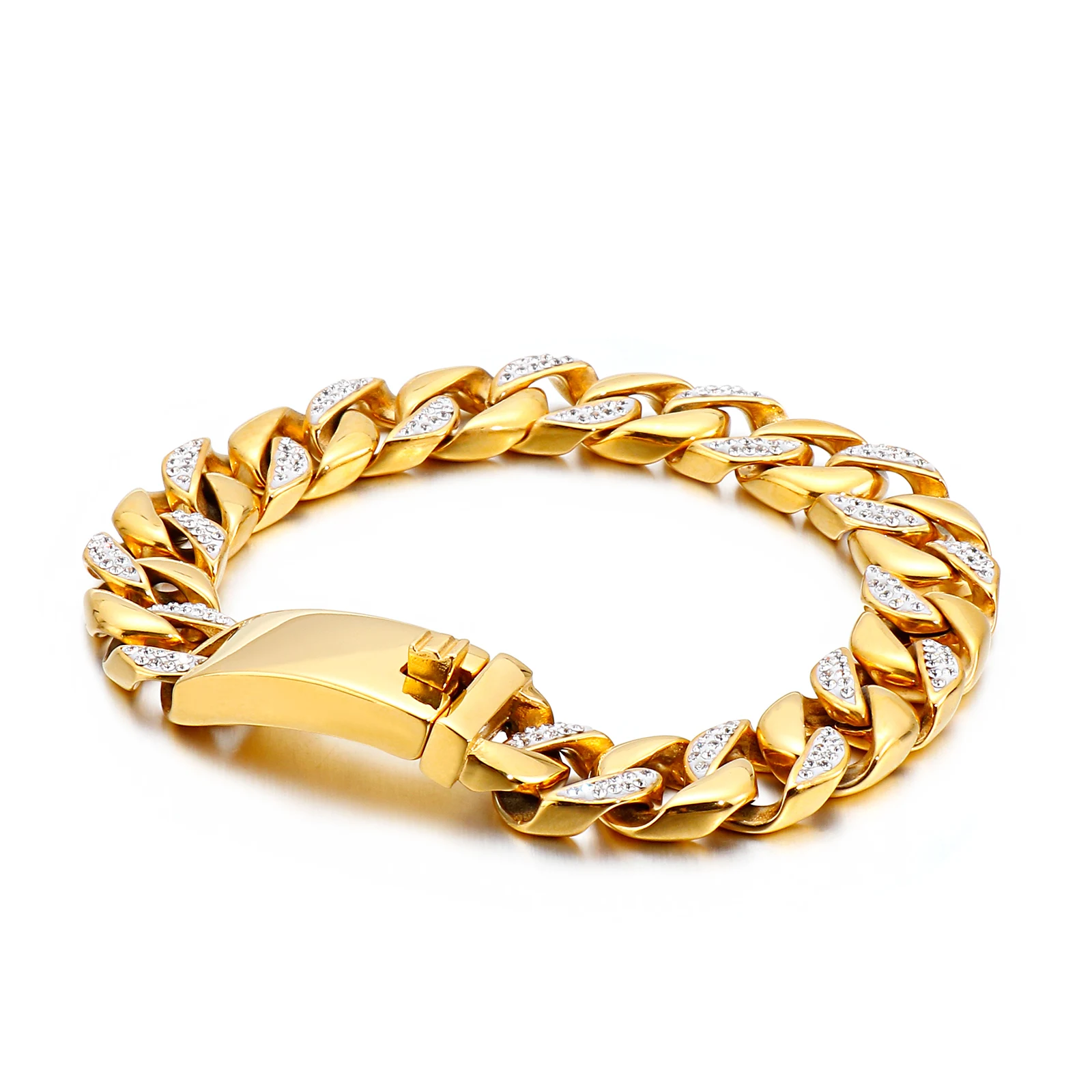KALEN Hip-hop Inlaid Zircon Stainless Steel Bracelet