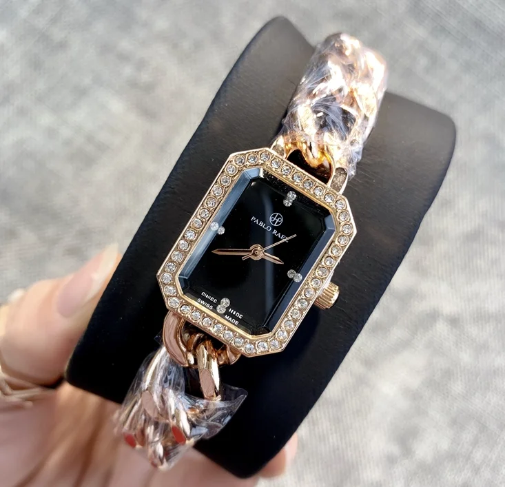 

Explosion Style Fashion Denim Chain Temperament Ladies Watch Square Metal Rhinestone Ladies Watch, 4 colors