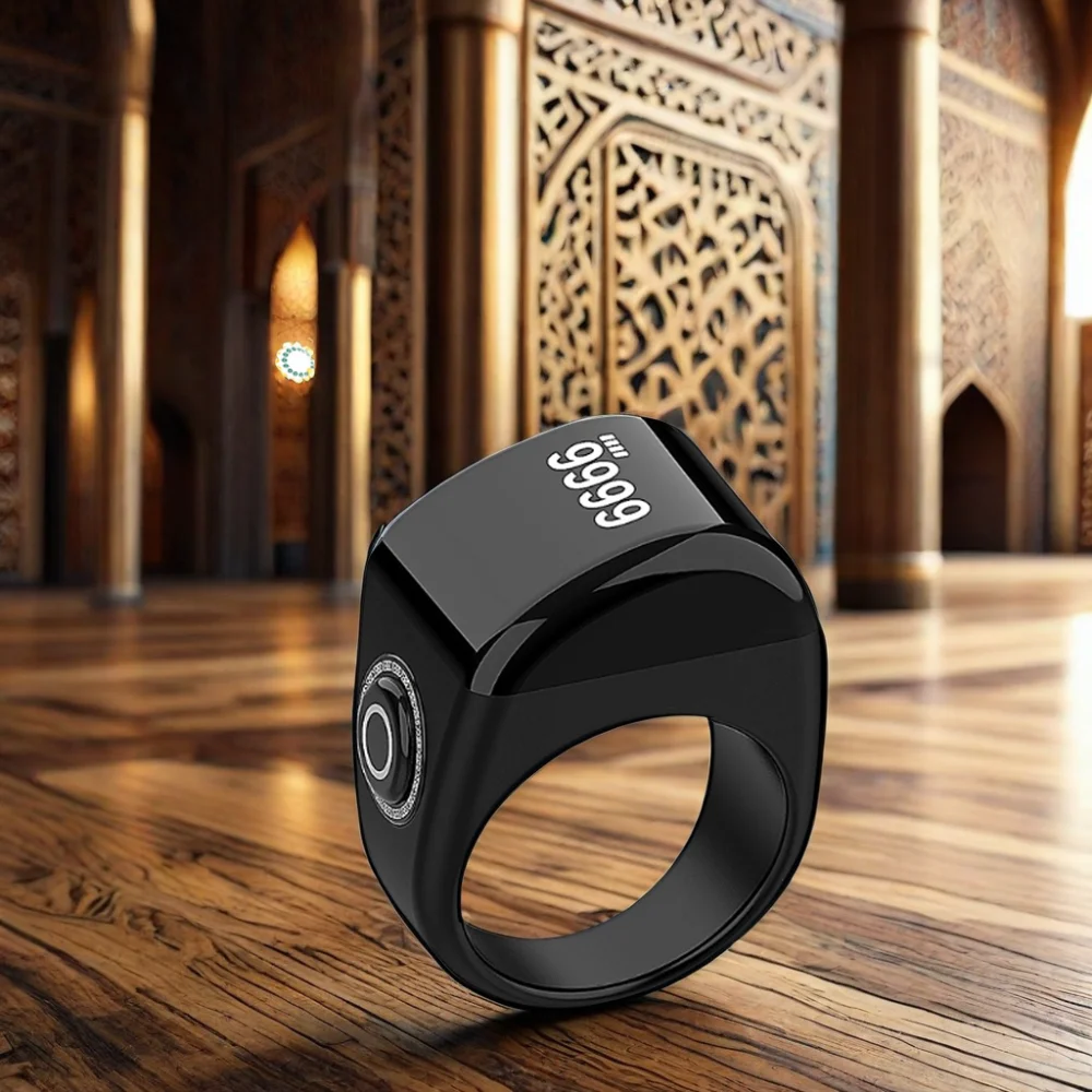 

Muslim zikr ring iqibla Smart Tasbih Ring with Finger Counter Prayer Time Reminder zikr ring metal QB702 lite