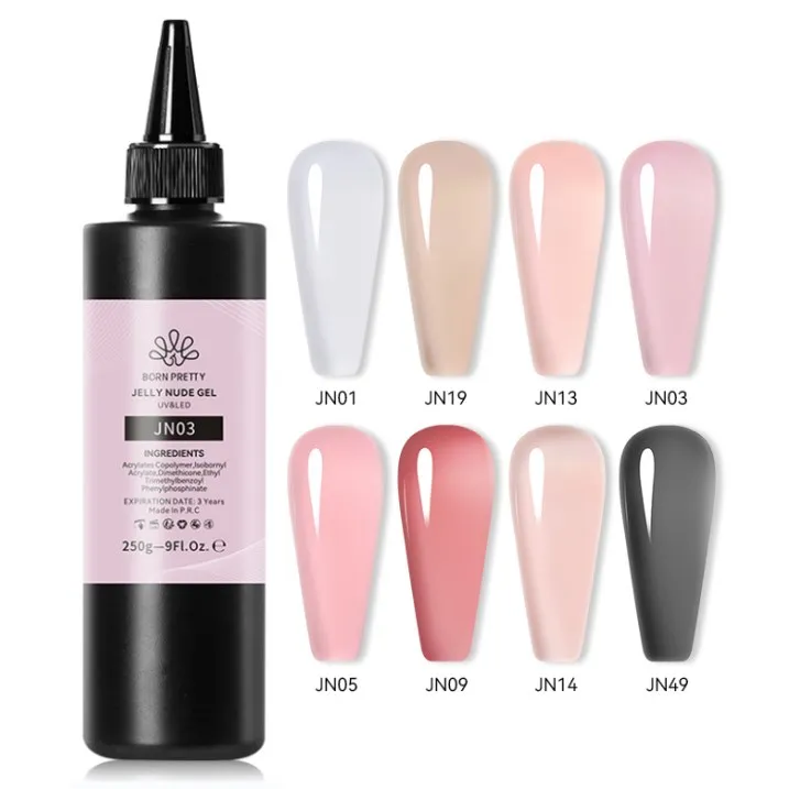

BORN PRETTY 250g Jelly Crystal Color French Nails Gel Polish Sheer Pink Nude Translucent Soak Off UV/LED Nail Gel in Bulk