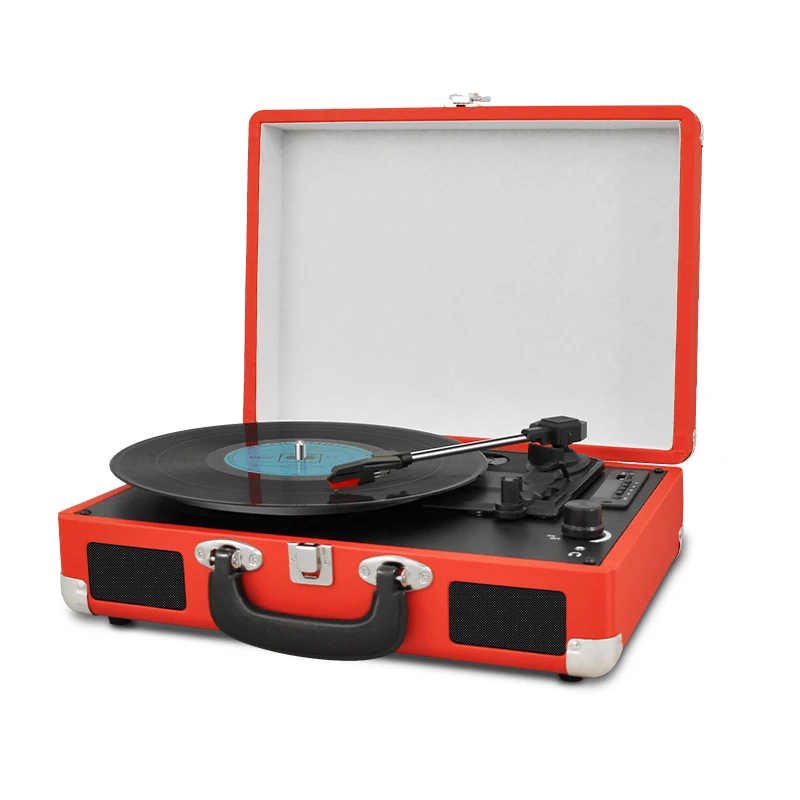 

Vintage 33 45 78 RPM RCA USB Suitcase Vinyl Turntable Record Player, Turquoise , red , black
