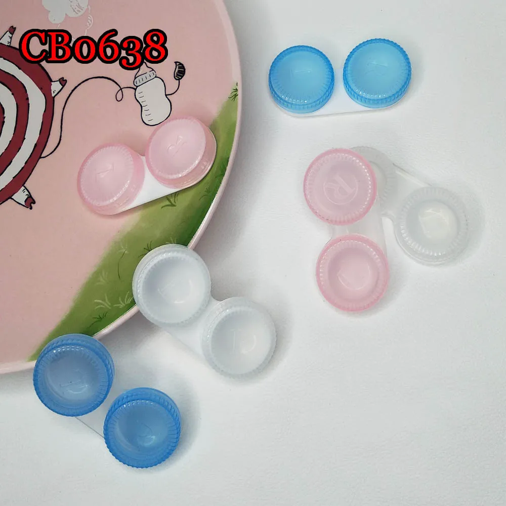 

simple semi transparency colorful contact lens case lenses small lens water box CB0638