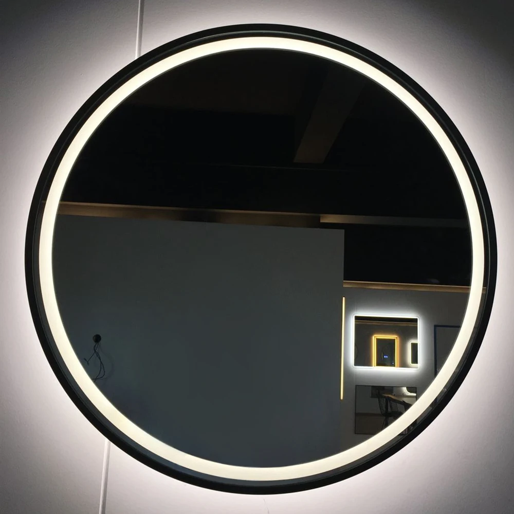Hot sale wall mounted  metal frame LED anti-fog bathroom round mirror with led light for hotel
