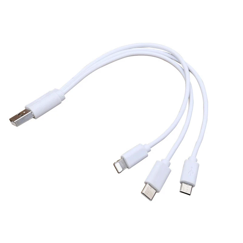 

Quick charging smart data cable Android 3-in-1 USB data cable Android charging drag three charging cables, White/customized