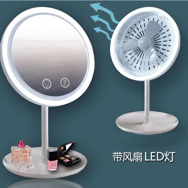 

2019 best seller makeup led mirror fan with 5x magnifying cosmetic