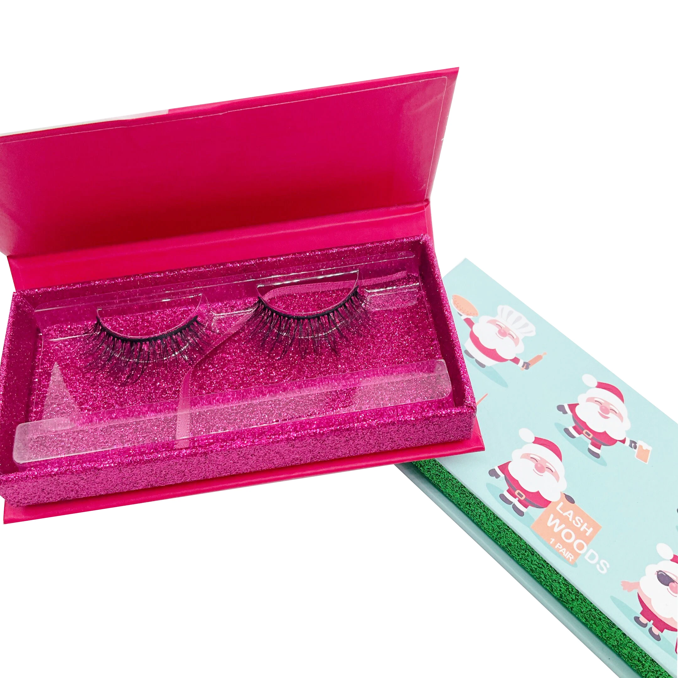 

eyelash vendor 3d faux mink eyelashes with christmas eyelash box, Black color