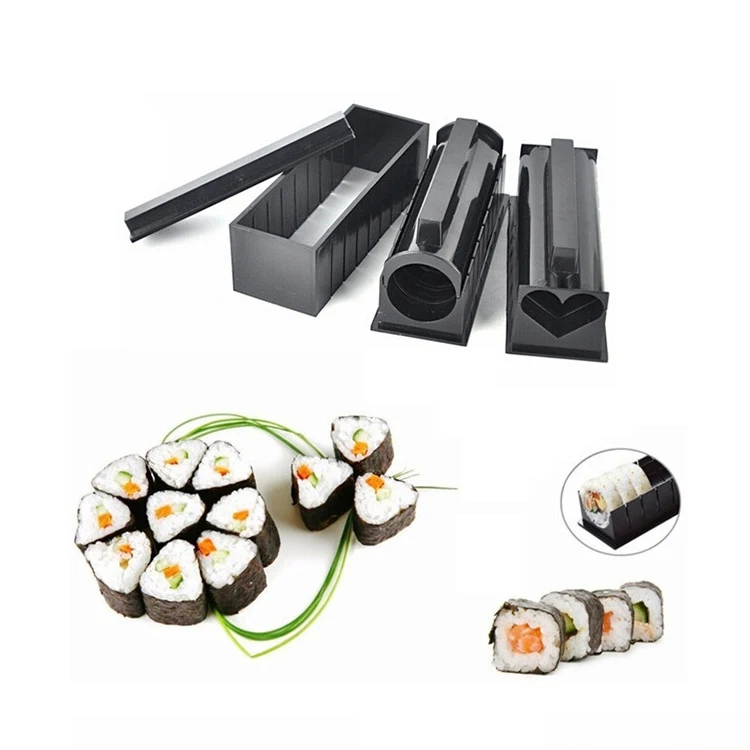 

Food Grade Perfect 10Pcs/Set DIY Easy Sushi Maker Equipment Kit,Japanese Rice Roll Mold, Black