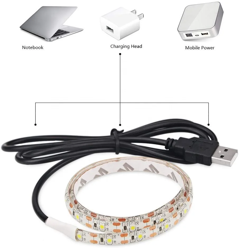 Waterproof Flexible USB LED Strip Lights 3528 SMD 30 LEDs TV Background Lighting Kit w/5V USB Cable