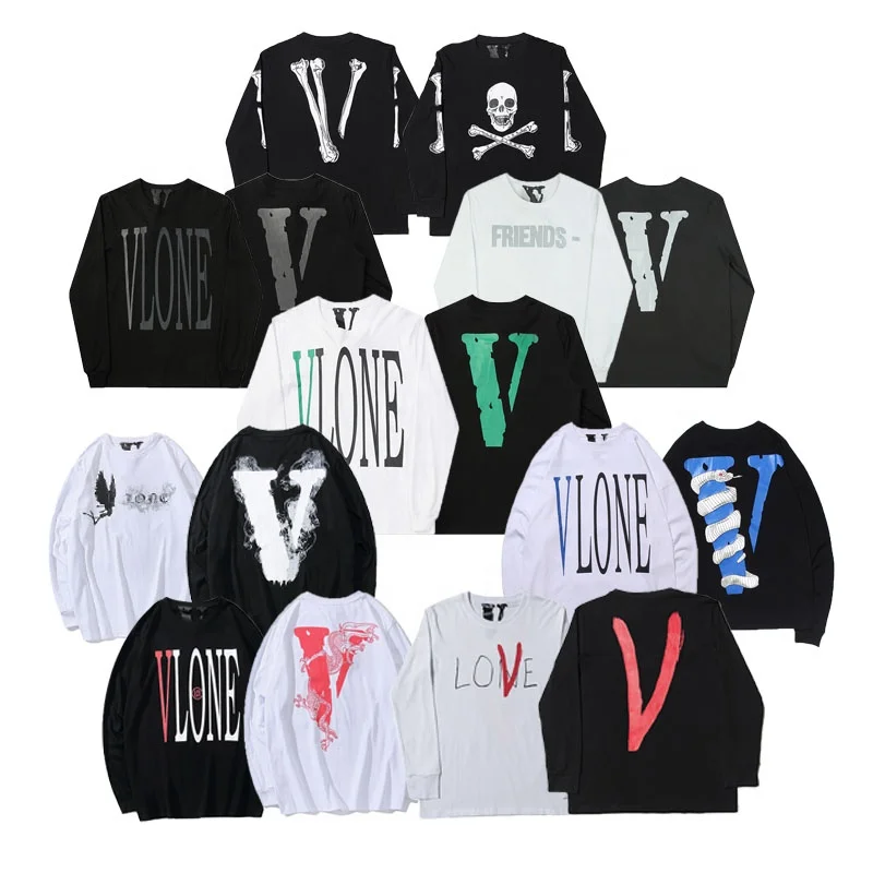 

Vlones pullover Sweatshirts New Long Sleeve Big V Hip-Hop Loose Men And Women Couples Round Neck Loose Sweater, Multicolor (picture color)