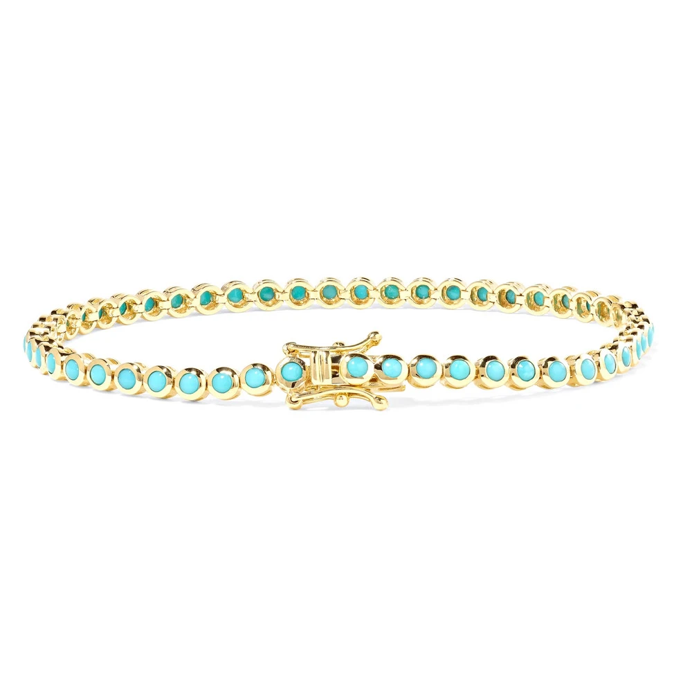 

Gemnel 925 silver plated gold jewelry diamond tennis turquoise bracelet