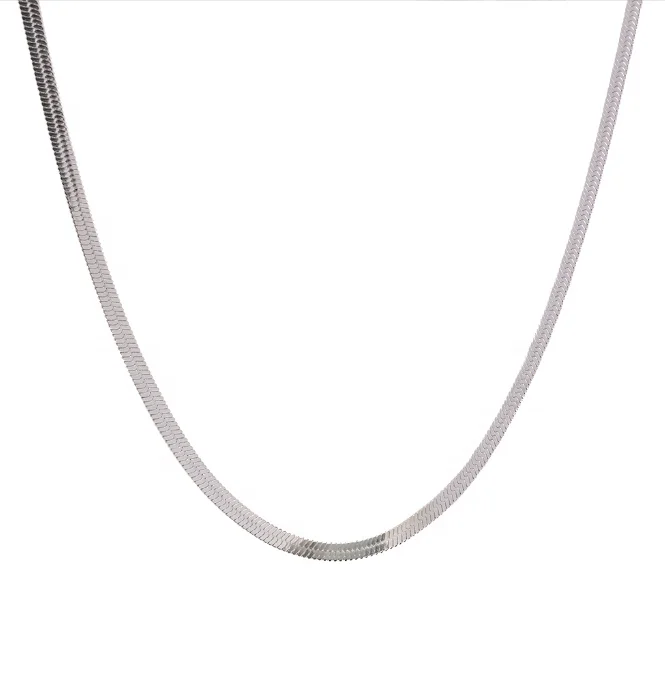 

4mm Snake chain Necklace Silver Plated Stainless Steel Tarnish Free Waterproof Simple Necklace Trendy Jewelry