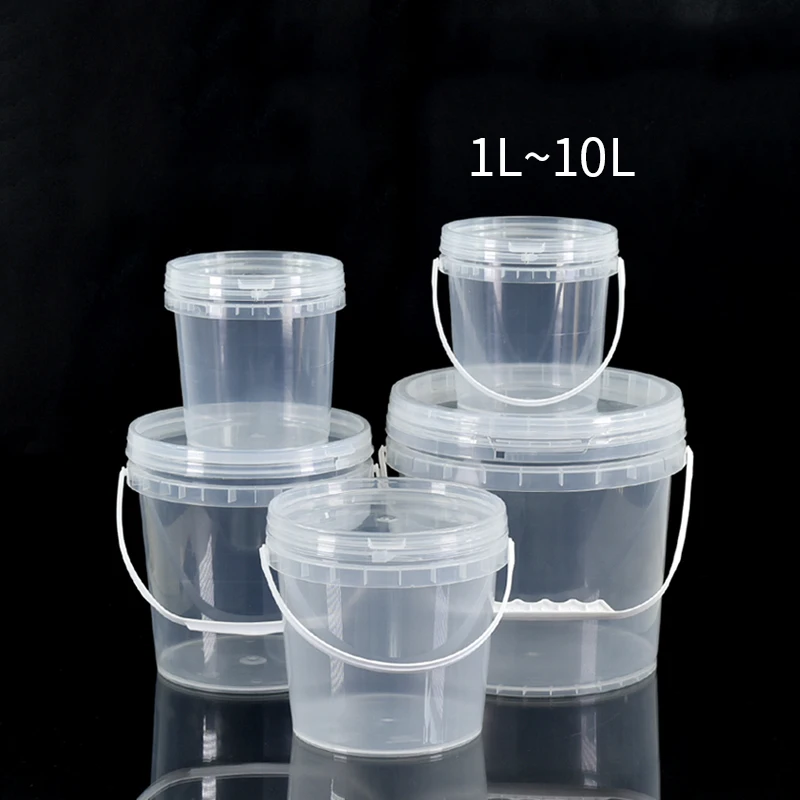 

1L-10L Round Custom Printed Candy Cookie Clear Plastic Bucket With Leak Proof Lid