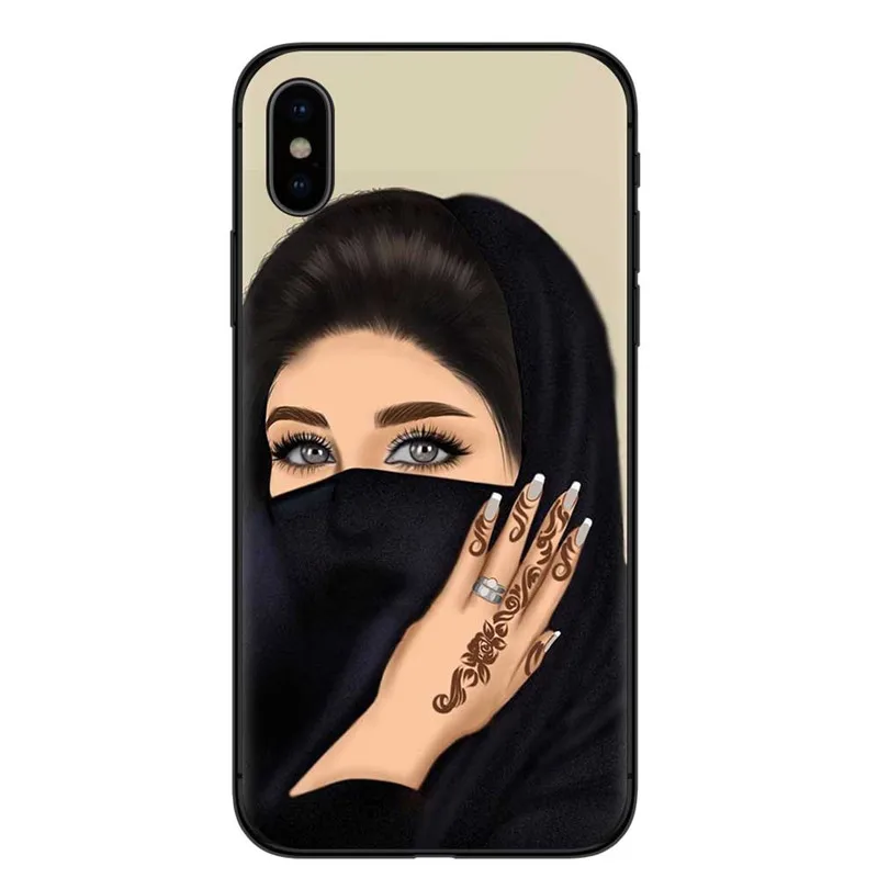 

Islamic Arabic Hijab Muslim Girl Phone Case for iPhone 11 Pro Max, For iPhone Black Muslim Girl Case, Various