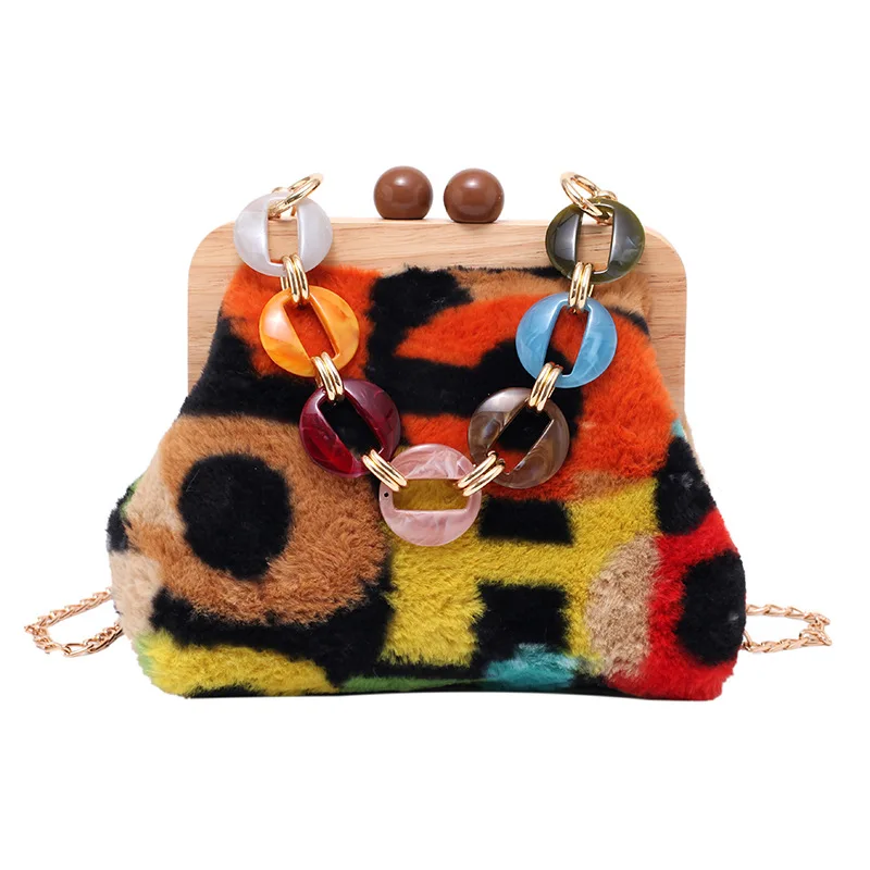 

2020 Hot Sale Colorful Letter Handbag Ladies Shopping Shoulder Bag Soft and Warm Furry Handbag for Girls