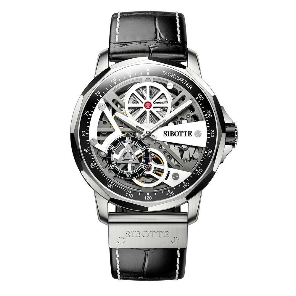 

GuanQin factory new modern model mens automatic mechanical skeleton tourbillon watch