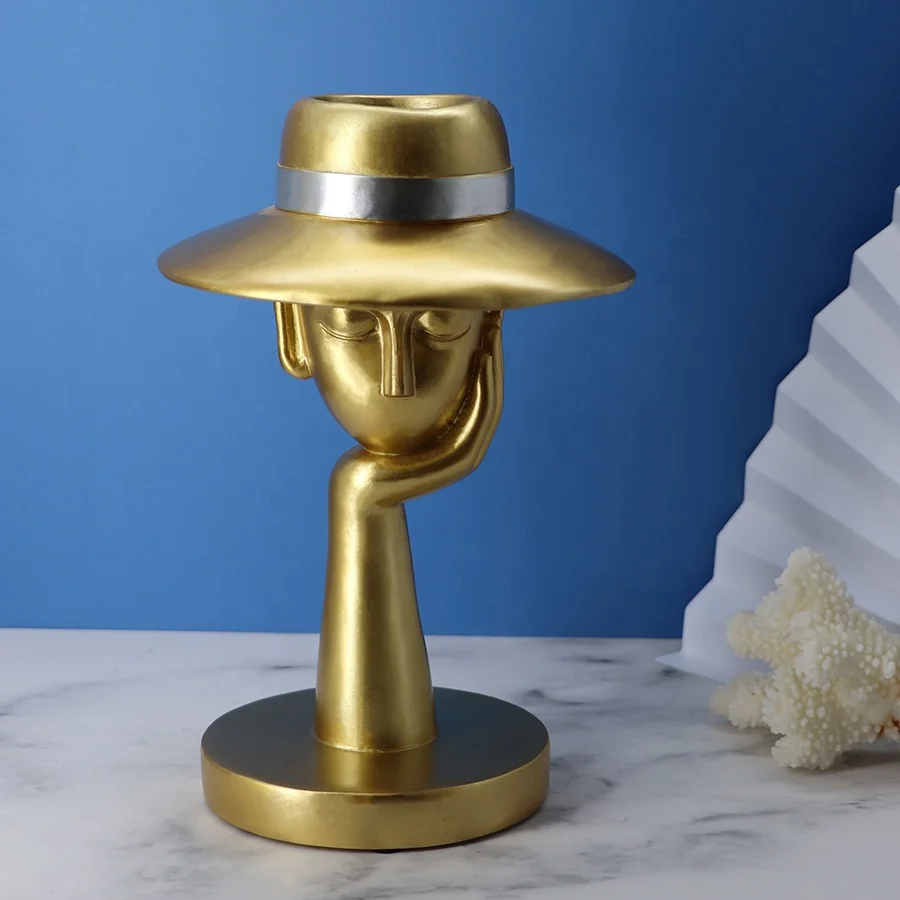 

Wholesale customized fashion handmade resin Man thinker white black gold vases home decor Durable Polyresin Modern Flower Vase