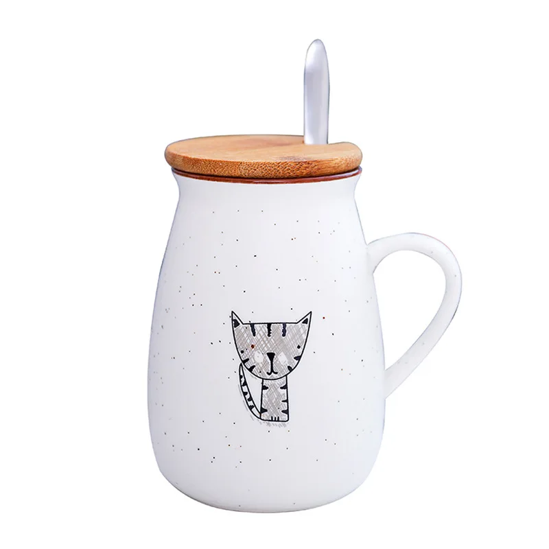 

12 oz cat baby creative pot-bellied ceramic mug with lid and spoon new wholesale