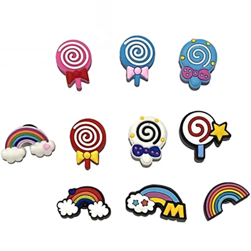 

New product spot cute food lollipop rainbow cartoon shoes charm for clog shoe decoration, As picture/custom