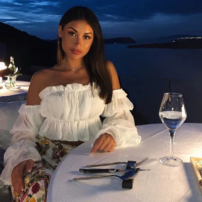 

2020 ladies sexy white chiffon crop blouse tops