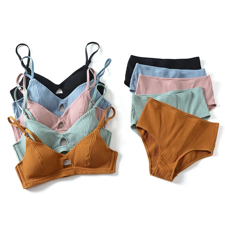 

Women Hollow Sexy Lace Push Up Triangle Cup Comfort Underwear Set