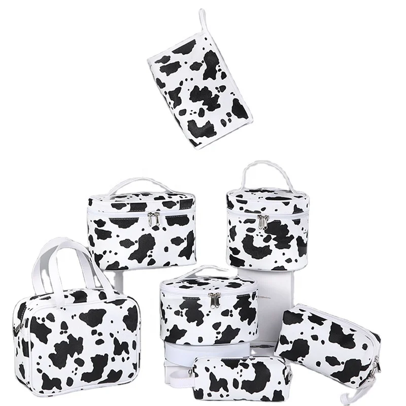 

2021 Hot Sale Waterproof Cow Pattern Cosmetic Bags For Ladies Makeup Bag Travel Set For Women Toiletry Bag For Men, Picture shows