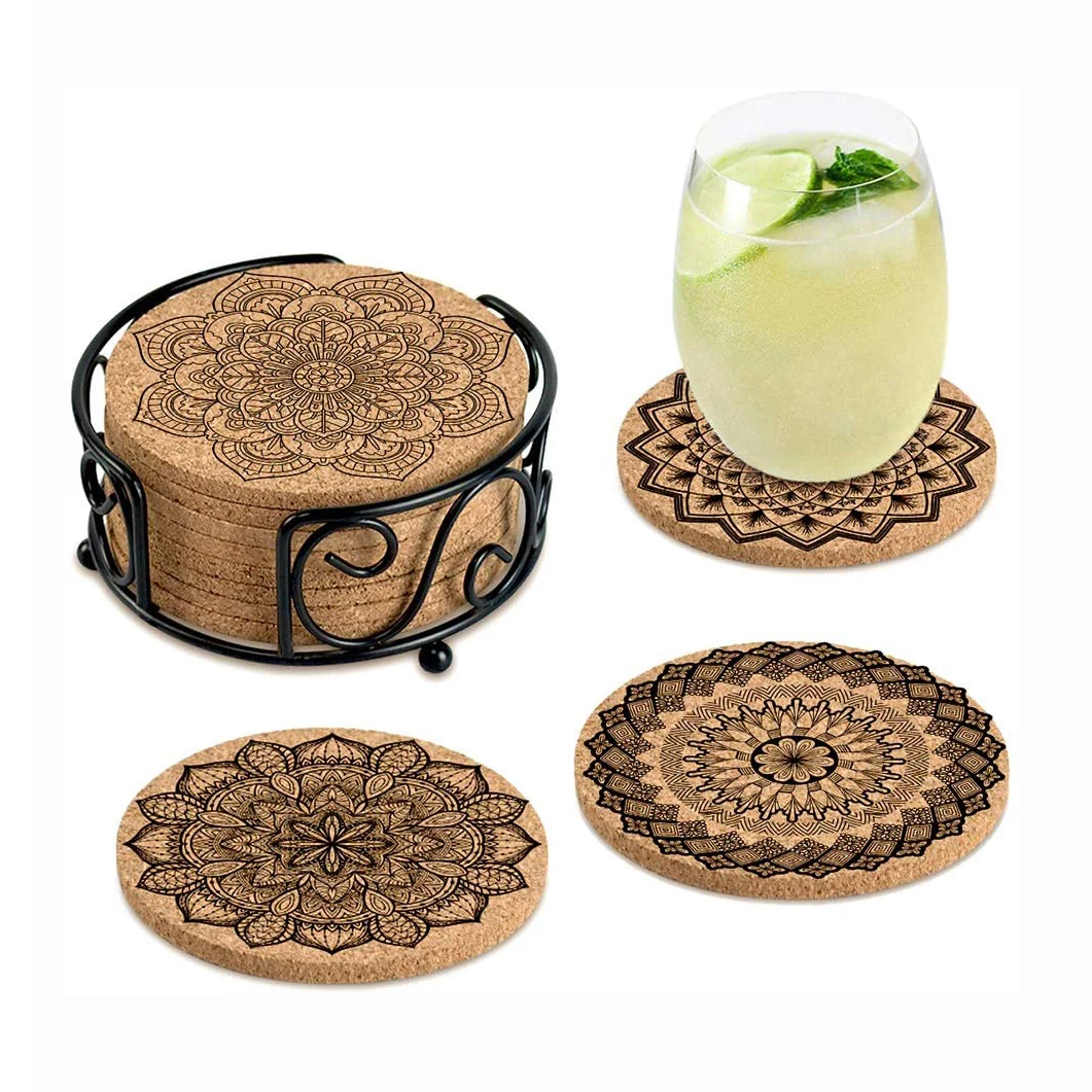 

Absorbent Cork Coaster Holder Housewarming Gifts Coasters for Drinks, Same as the picture