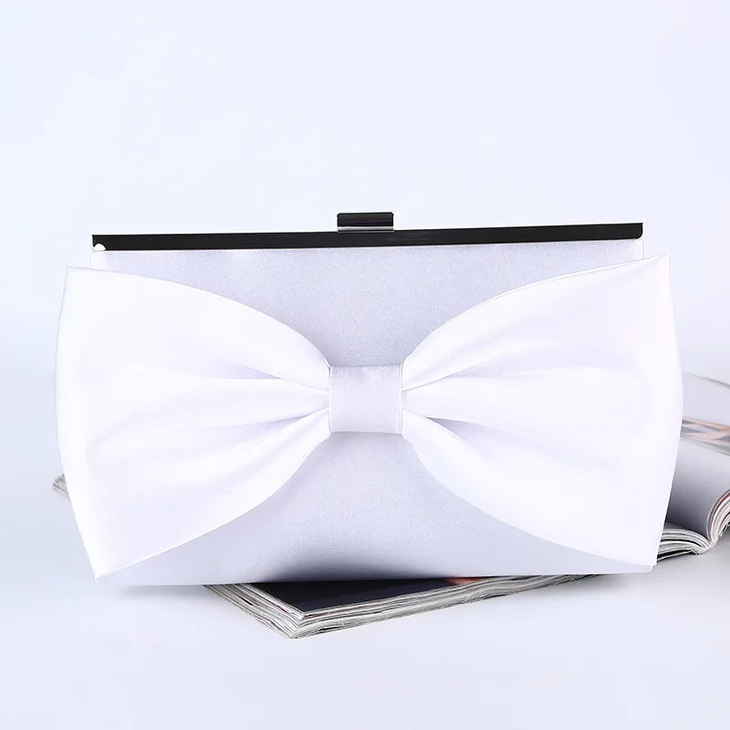 

Factory Wholesales 2021 Silk Satin Bow Clutch Bag For Formal Party Evening Handbag Jewel Box Minaudere
