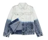 2019 new personality white gradient denim jacket male tide hanging slim casual light color jacket