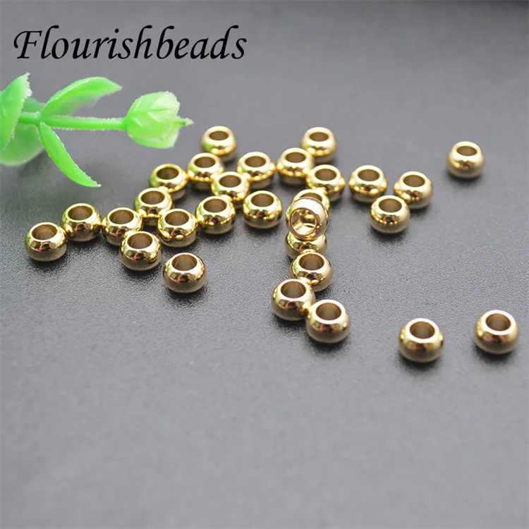 Wholesale Gold Plated Round Copper Beads Spacer Beads for Diy Jewelry Bracelet Making