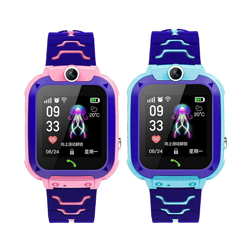 

Christmas gifts model q12 android kids smart watch band multi-lingual LBS GPS watch SOS calling for help, Blue,pink