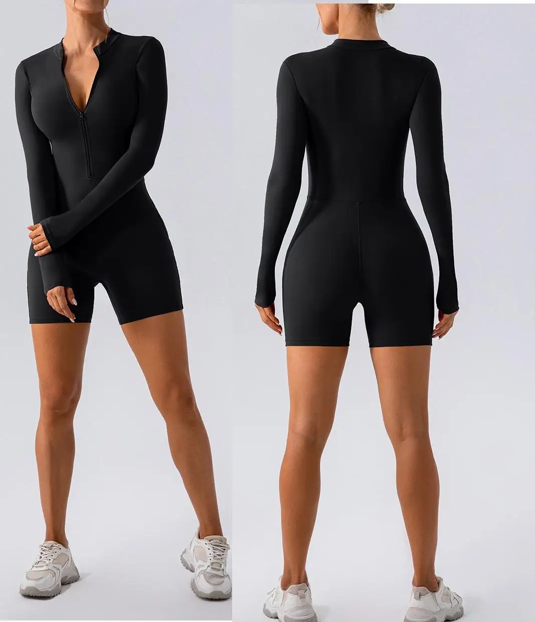 

F230771 Custom Women Sport Workout Romper Playsuit Gym Bodysuit Butt Lifting Yoga Long Sleeve One Piece Jumpsuit Yoga Wear