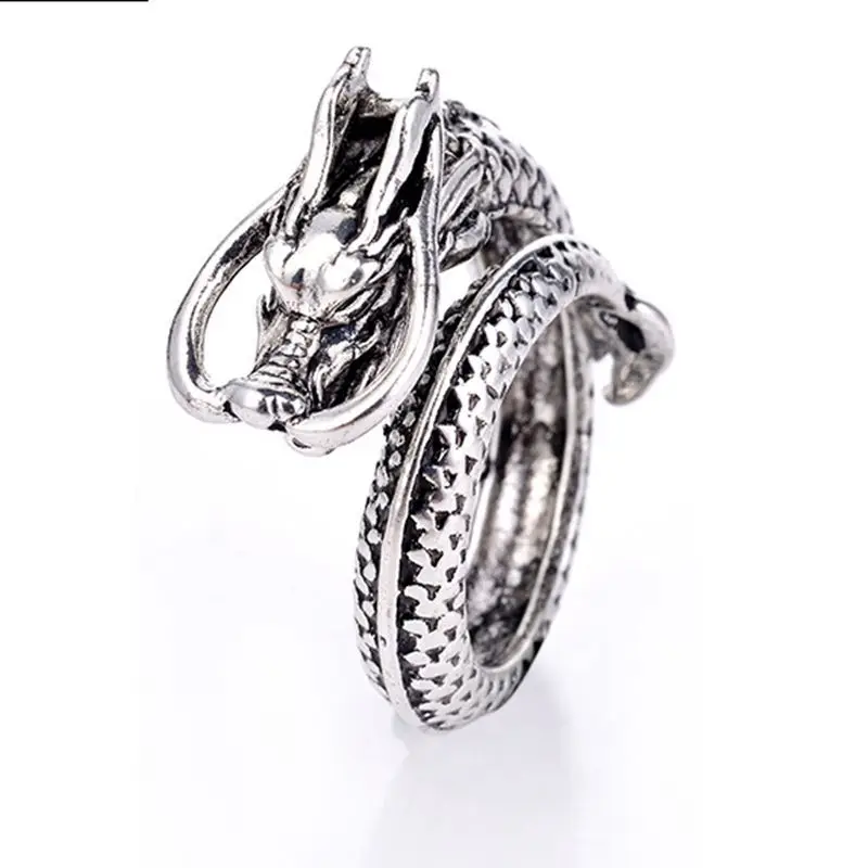 European and American retro ring mens personality hip-hop Chinese dragon ring female opening adjustable ring hand jewelry