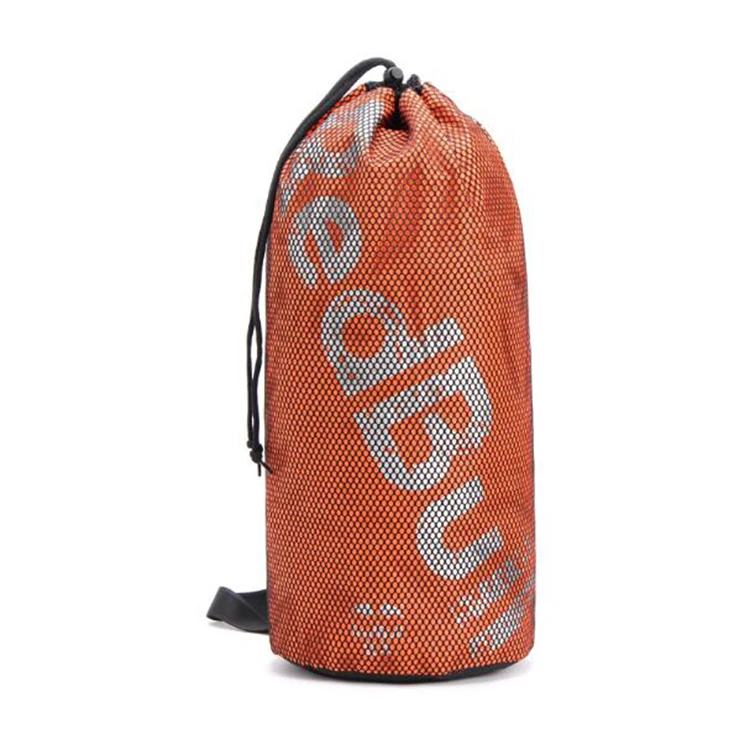 

New double shoulder net bag basketball backpack drawstring bag versatile handsome trend, Black/white