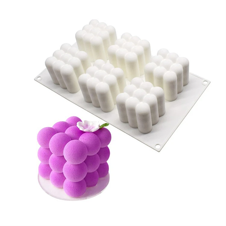 

2021 hot silicone cube 3d cake molds diy food grade decorating cookies baking tool cake baking mould rubik&amp, White
