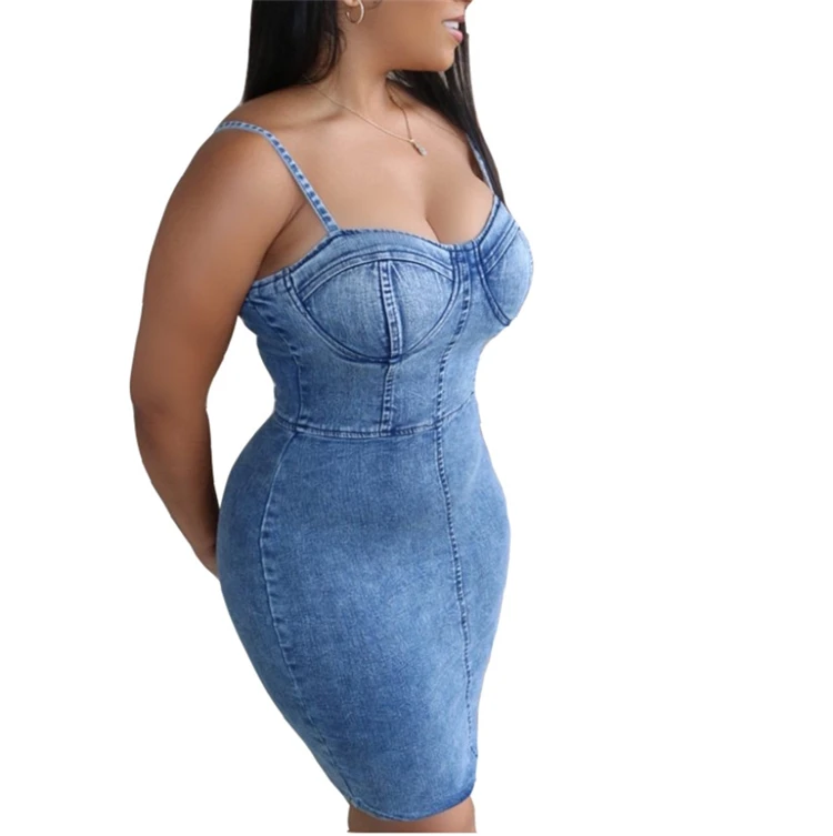 

Wholesale plus size denim short bodycon dresses ladies