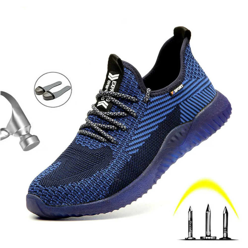 

Fashionable breathable anti-smash steel head casual safety shoes, Black,khaki,blue