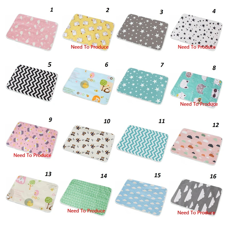 

Cartoon Waterproof Baby Diaper Changing Mat Muslin Tree Portable Baby Cotton Diaper Changing Pad, 8 colors for choose