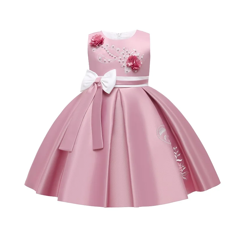 

New Arrival Solid Colors Kids Party Dresses 3 - 7 Years Baby Party Gowns Girls' Dresses M07, Plum,pink,blue,maroon