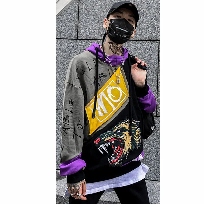 

Free shipping reflective pullover hoodie mens sweatsuit printing hip-hop clothing, Red/black