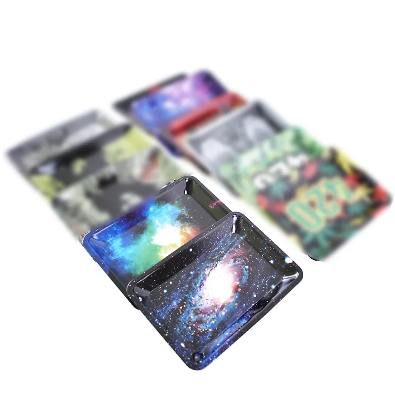 

Tinplate Cigarette Tray 180*125MM Small Metal Cartoon Cigarette Operation Tray, Starry sky color leaf color
