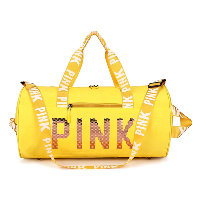 

Large capacity 14 color PINK duffle bag travel bag fashion women glitter duffle bag women, Yellow, red, wine red, purple, green, blue