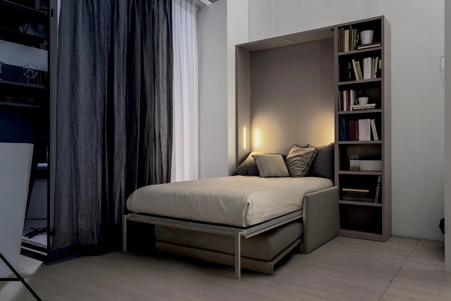 リビングル ソファ付きウォールベッド折りたたみマーフィーベッドソファコンボライブラリマーフィーベッド Buy Hot Sale Wall