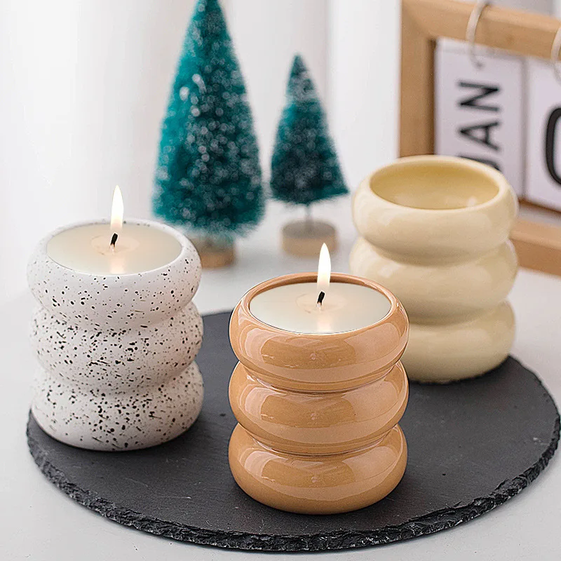 

Home Decor Luxury Candle Container Wholesale Candle Vessels Nordic Ceramic Candle Jar