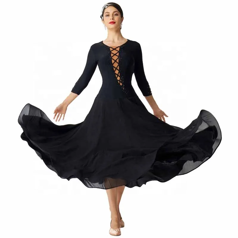 

M-2021 High-end woman ballroom dance practice dress long sleeves waltz tango practice clothes standard dance wear for sale, Customized