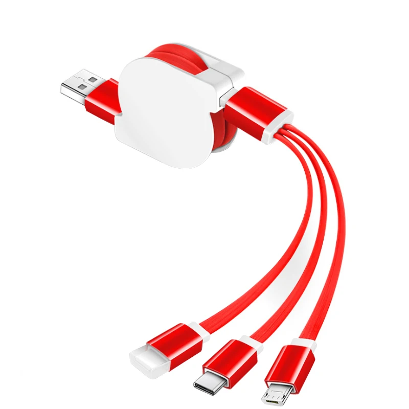 

3 In 1 Retractable Multi Usb Charger Cable Multiple Charging Cord Retractable Usb Cable, Multi color