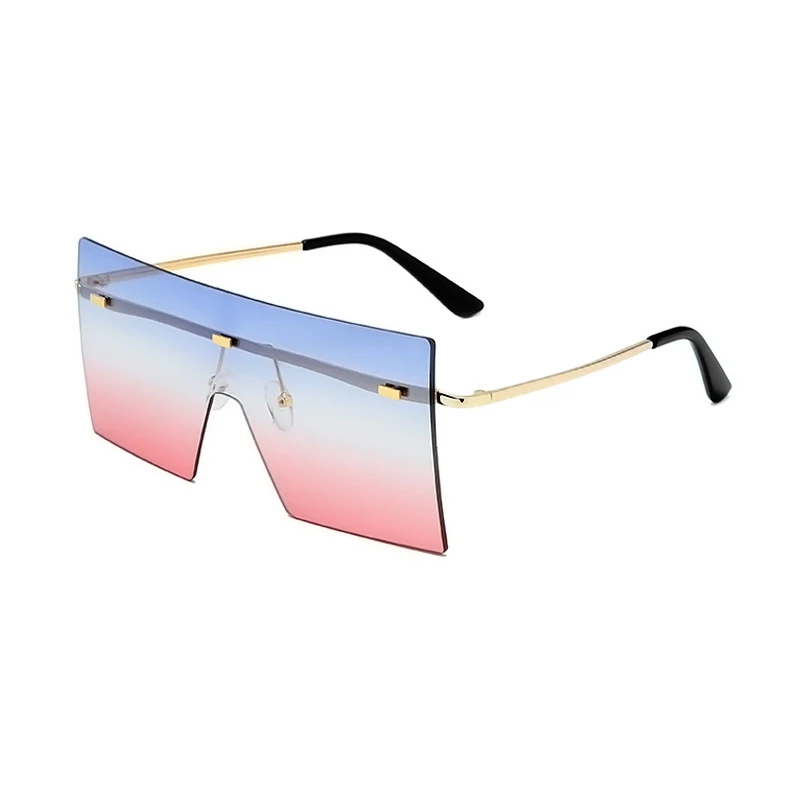 

2021 Newest Custom Logo Fashion Design Women Metal Oversized Rimless Square Sunglasses Sun Glasses Lunettes De Soleil