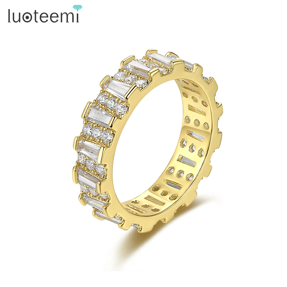 

LUOTEEMI Eternity CZ Engagement Ring Women Cubic Zirconia Bling Sparkle Jewelry Rings Diamond