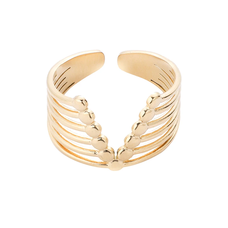 

Alixpress hot sale stainless steel gold V multilayer rings