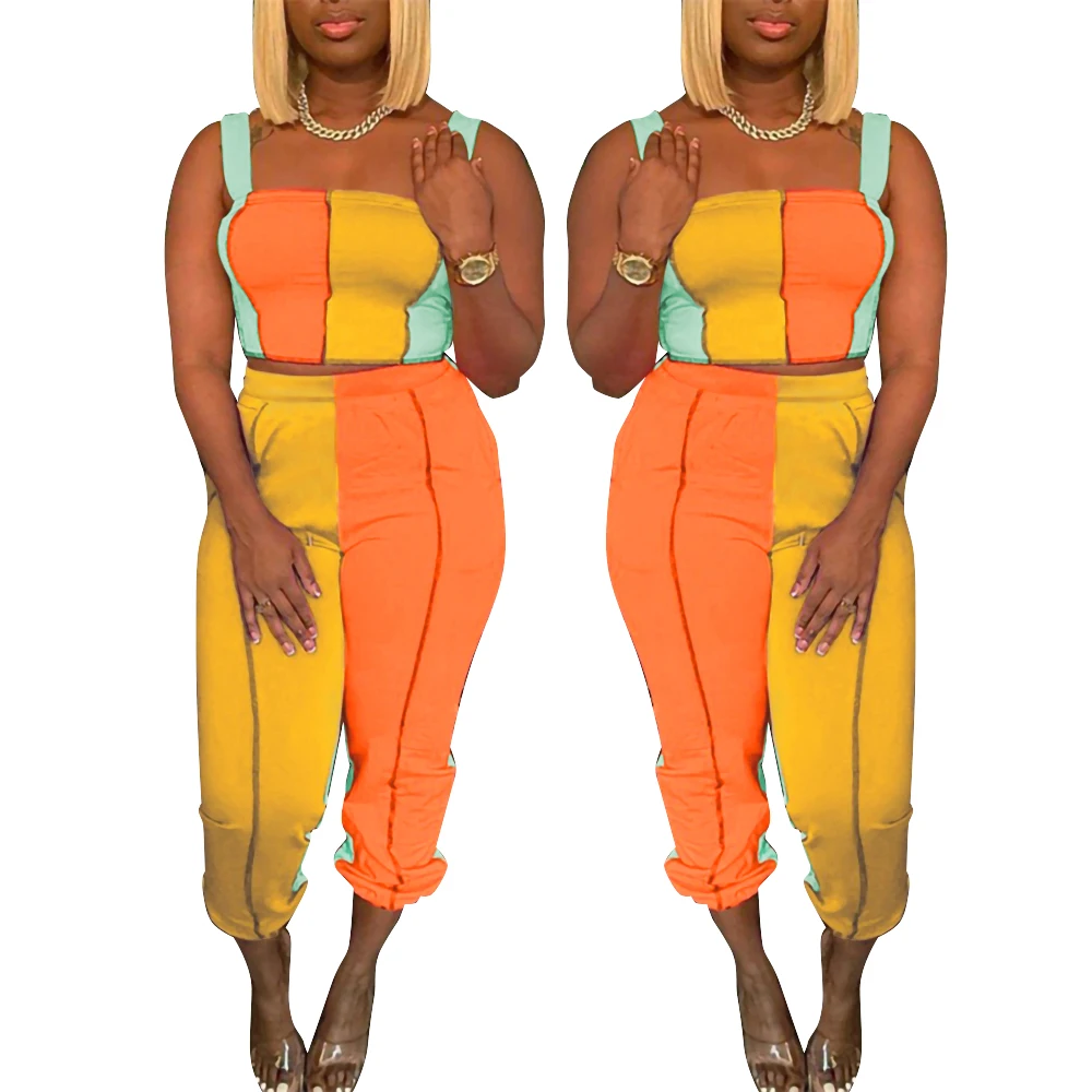 

Plus Size Clothing New Fashion Women Colorful Top and Pants Two-piece Suit