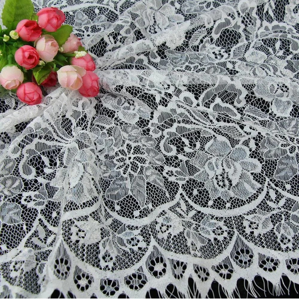 

Manufacture ivory chantilly flower lace trim embroidery for garment, Accept customized color